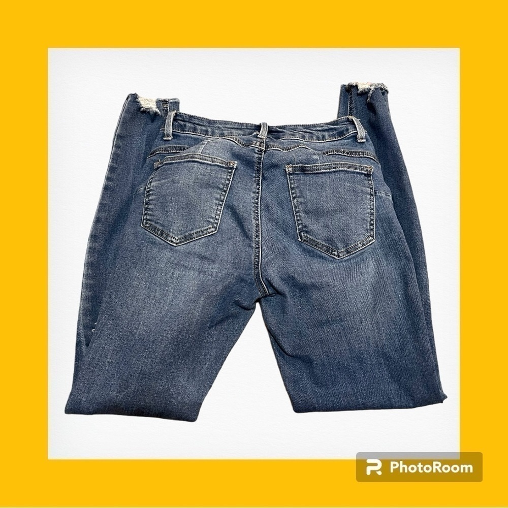 Refugee Rio 5 Mid Rise Skinny Distressed Denim Jeans